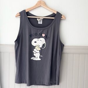 munki munki Gray Snoopy Peanuts Pajama Tank Top women size large